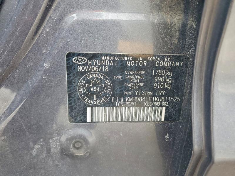 79158665 :رقم المزاد ، KMHD84LF1KU811525 vin ، 2019 Hyundai Elantra مزاد بيع