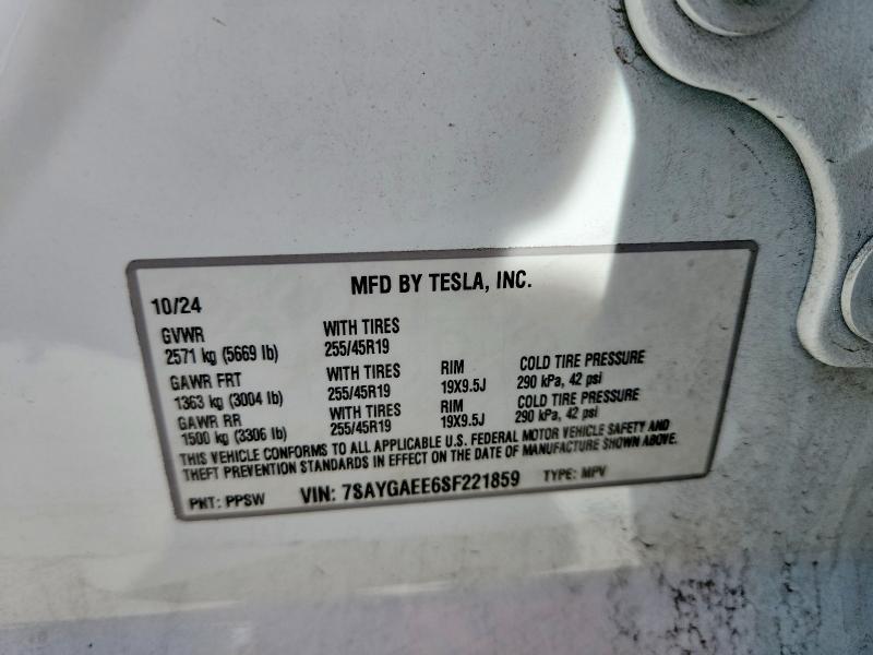 Aukcja sprzedaży 2025 Tesla Model Y, vin: 7SAYGAEE6SF221859, numer aukcji: 76552645