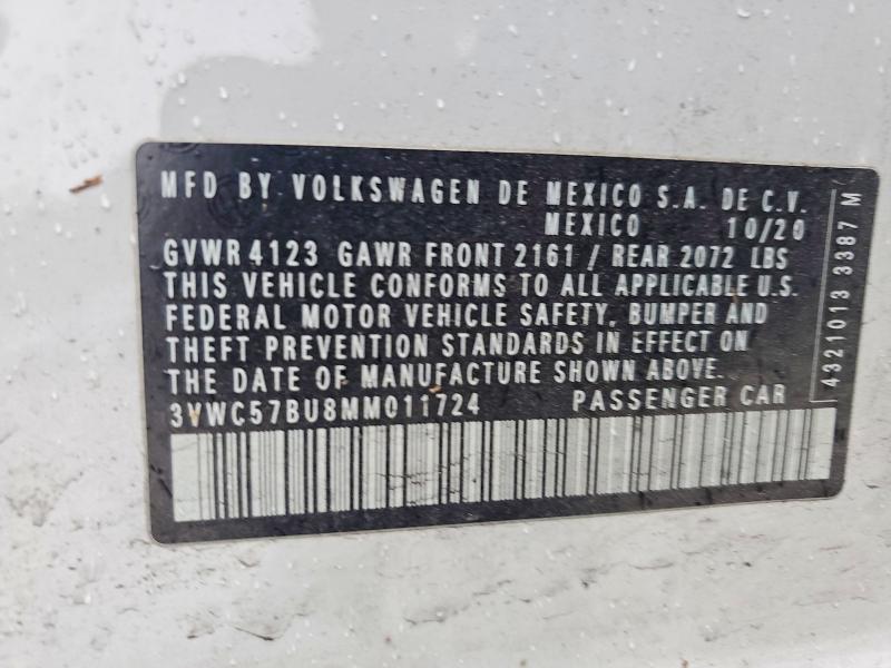 Aukcja sprzedaży 2021 Volkswagen Jetta, vin: 3VWC57BU8MM011724, numer aukcji: 79176715