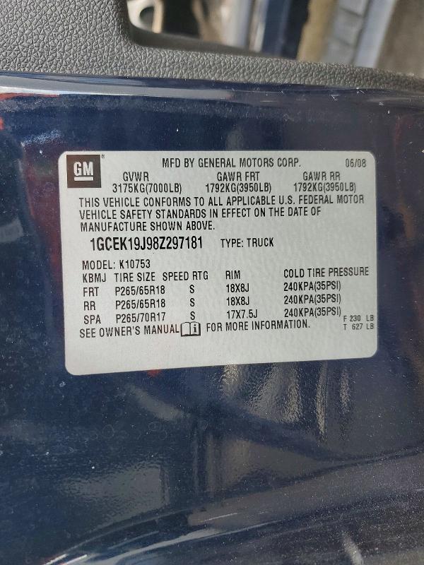 Продаж на аукціоні авто 2008 Chevrolet Silverado, vin: 1GCEK19J98Z297181, номер лоту: 77841145