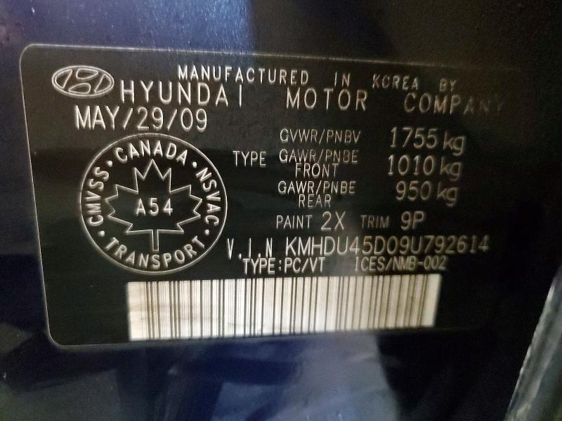 Aukcja sprzedaży 2009 Hyundai Elantra, vin: KMHDU45D09U792614, numer aukcji: 77894485