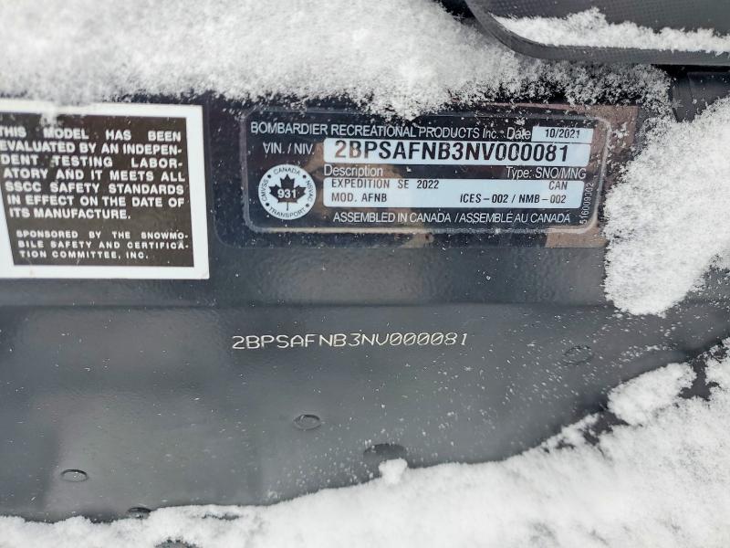 Продажа на аукционе авто 2022 Ski-doo Expedition Se 900 A, vin: 2BPSAFNB3NV000081, номер лота: 78025725