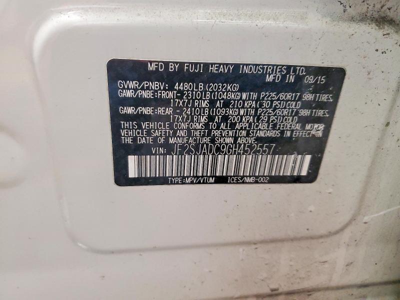 Продажа на аукционе авто 2016 Subaru Forester, vin: JF2SJADC9GH452557, номер лота: 79253905
