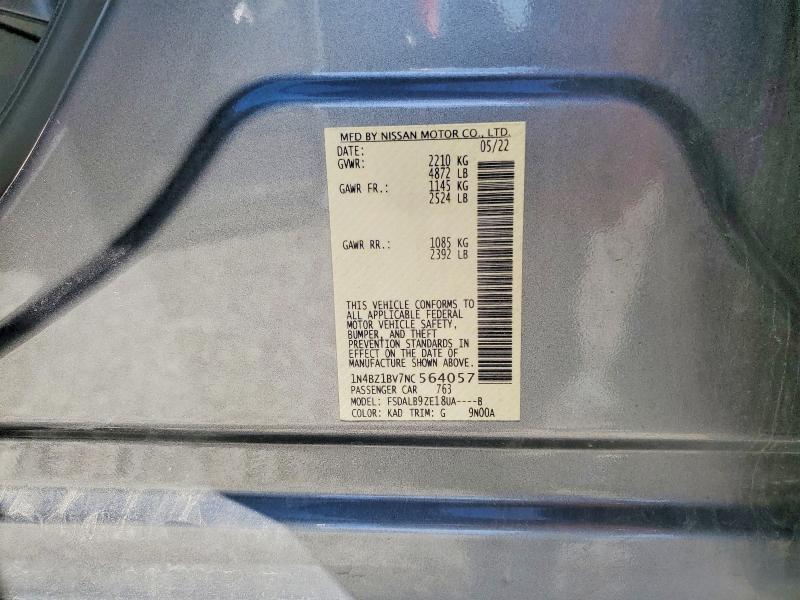 Продажа на аукционе авто 2022 Nissan Leaf, vin: 1N4BZ1BV7NC564057, номер лота: 76637435