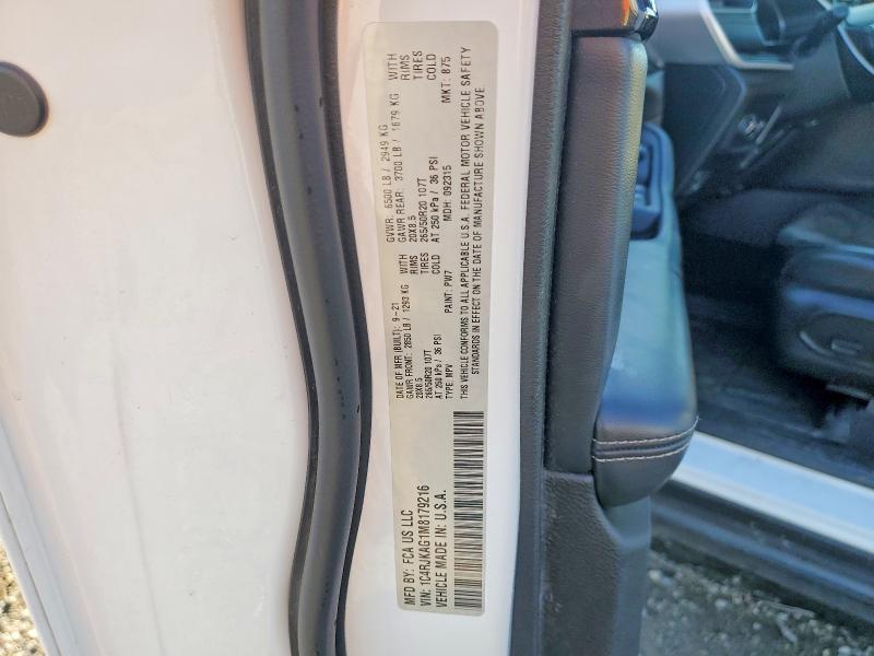 Продаж на аукціоні авто 2021 Jeep Grand Cherokee, vin: 1C4RJKAG1M8179216, номер лоту: 75674985