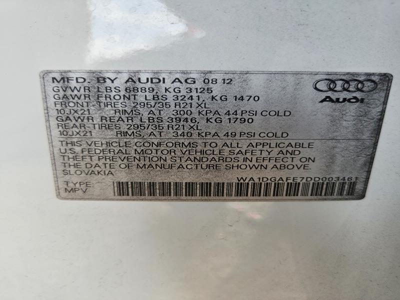 Aukcja sprzedaży 2013 Audi Q7, vin: WA1DGAFE7DD003461, numer aukcji: 78536045