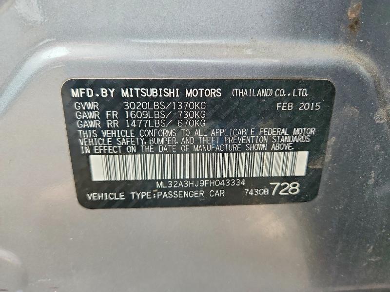 Продаж на аукціоні авто 2015 Mitsubishi Mirage, vin: ML32A3HJ9FH043334, номер лоту: 77990935