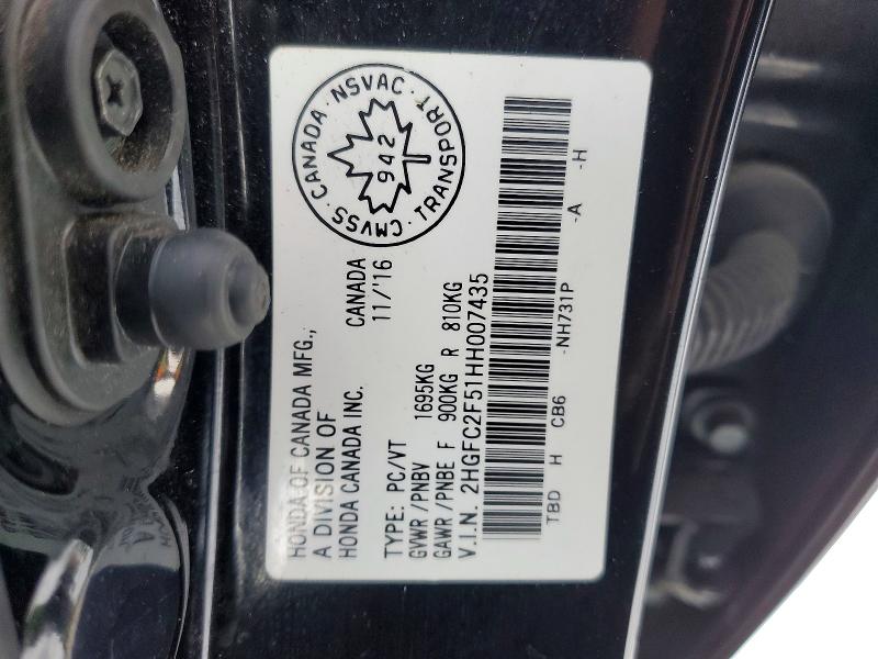 77268105 :رقم المزاد ، 2HGFC2F51HH007435 vin ، 2017 Honda Civic مزاد بيع