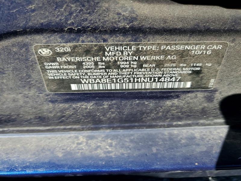 Продаж на аукціоні авто 2017 Bmw 320, vin: WBA8E1G51HNU14847, номер лоту: 79273295