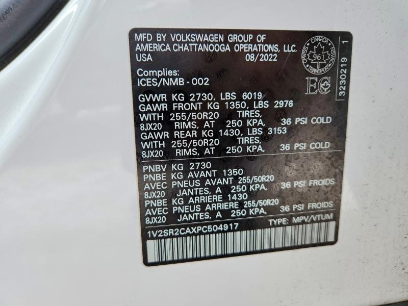 Продажа на аукционе авто 2023 Volkswagen Atlas, vin: 1V2SR2CAXPC504917, номер лота: 77162235
