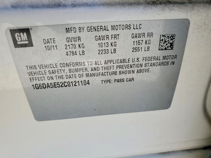 76606065 :رقم المزاد ، 1G6DA5E52C0121104 vin ، 2012 Cadillac Cts مزاد بيع