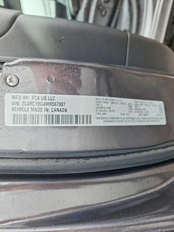 78230775 :رقم المزاد ، 2C4RC1BG4MR567807 vin ، 2021 Chrysler Pacifica مزاد بيع