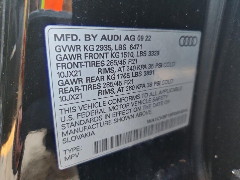 2023 Audi Q8 მანქანა იყიდება აუქციონზე, vin: WA1CVBF19PD004944, აუქციონის ნომერი: 77728855