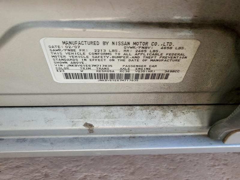 Aukcja sprzedaży 2007 Infiniti G35, vin: JNKBV61E67M717835, numer aukcji: 76463355