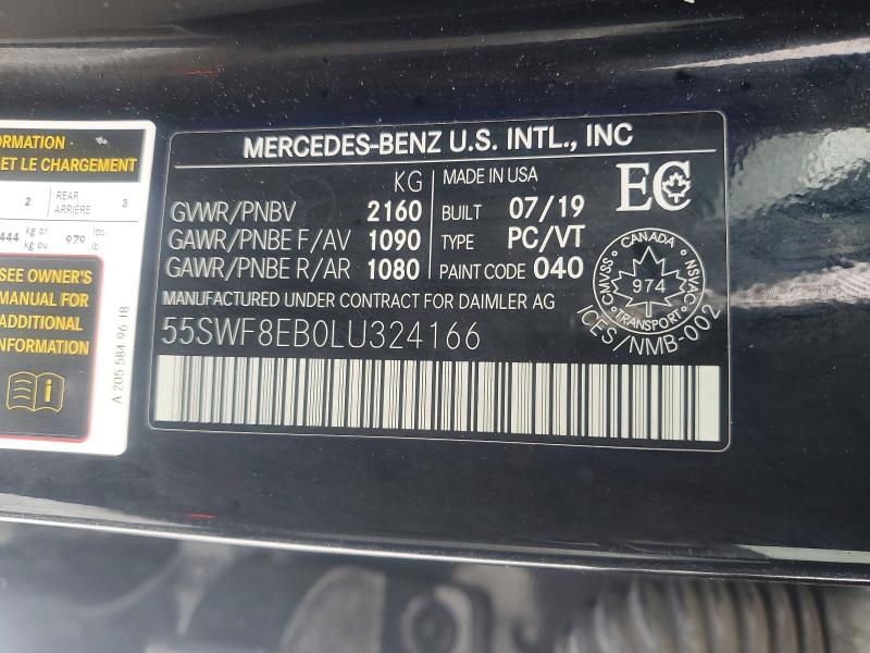 Продаж на аукціоні авто 2020 Mercedes-benz C, vin: 55SWF8EB0LU324166, номер лоту: 76740935