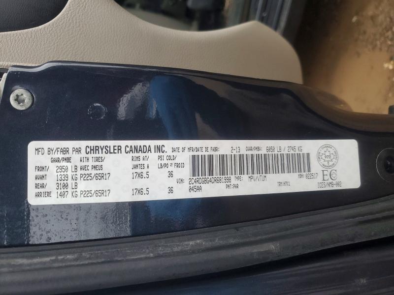 2013 Dodge Grand Caravan მანქანა იყიდება აუქციონზე, vin: 2C4RDGBG4DR681998, აუქციონის ნომერი: 75317565