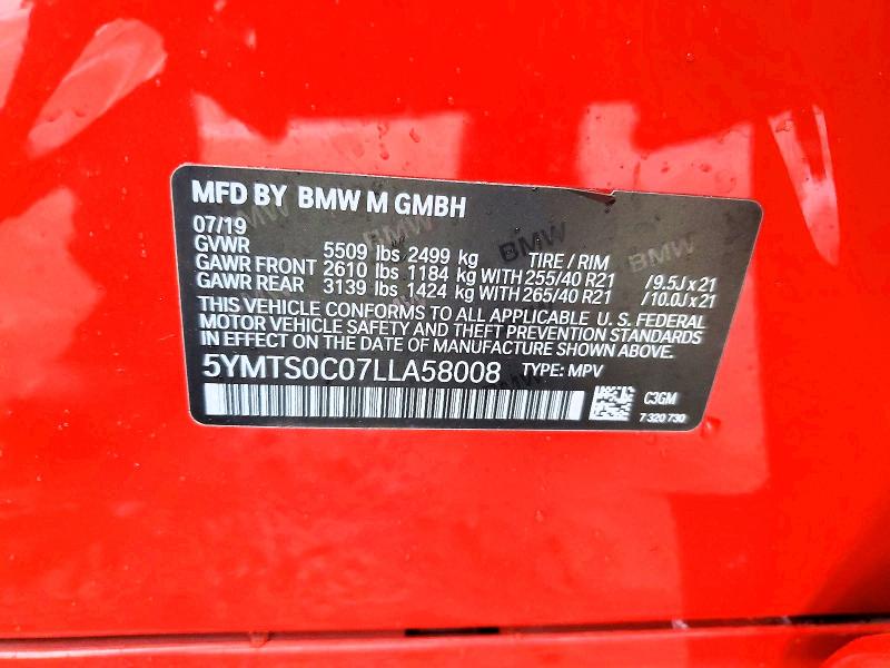 78126075 :رقم المزاد ، 5YMTS0C07LLA58008 vin ، 2020 Bmw X3 مزاد بيع