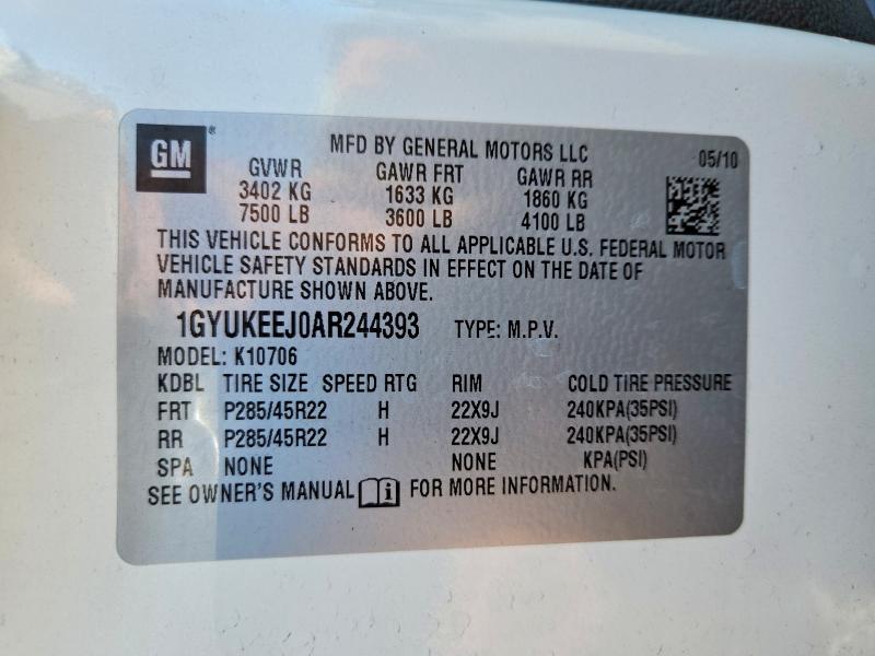 Продажа на аукционе авто 2010 Cadillac Escalade, vin: 1GYUKEEJ0AR244393, номер лота: 76259135