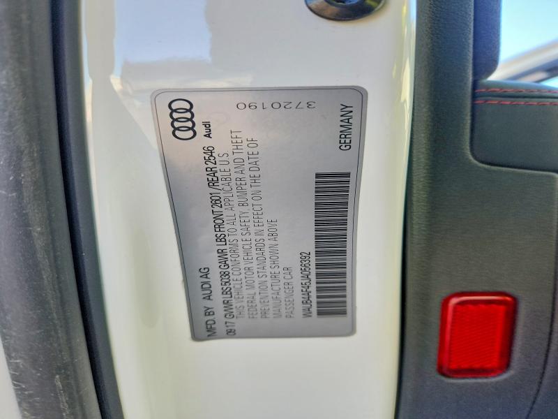 76323665 :رقم المزاد ، WAUB4AF45JA056392 vin ، 2018 Audi S4 مزاد بيع