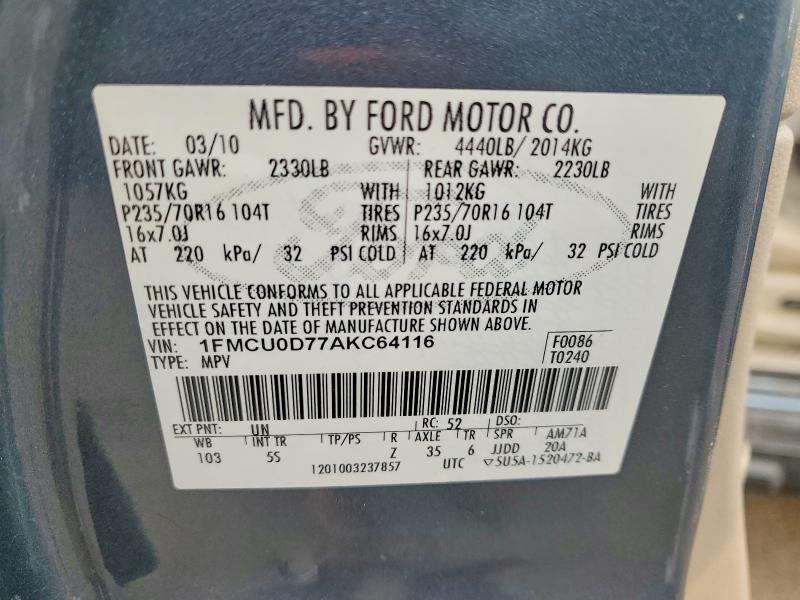 Продаж на аукціоні авто 2011 Ford Escape, vin: 1FMCU0D77AKC64116, номер лоту: 76842265