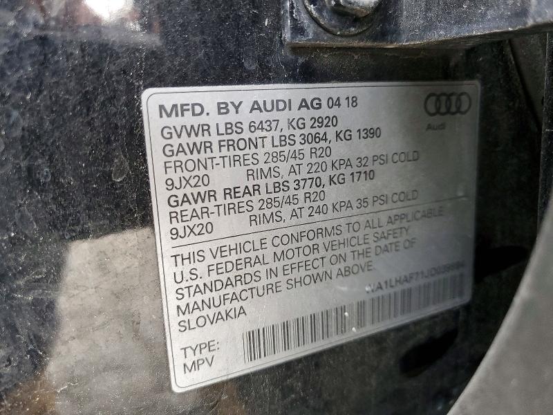 78300665 :رقم المزاد ، WA1LHAF71JD039894 vin ، 2018 Audi Q7 مزاد بيع