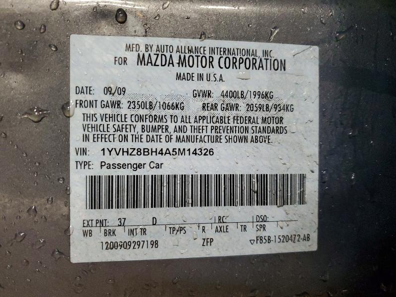 74819225 :رقم المزاد ، 1YVHZ8BH4A5M14326 vin ، 2010 Mazda 6 مزاد بيع