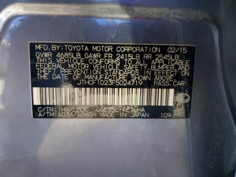 Aukcja sprzedaży 2015 Lexus Is, vin: JTHCF1D23F5024719, numer aukcji: 74592955
