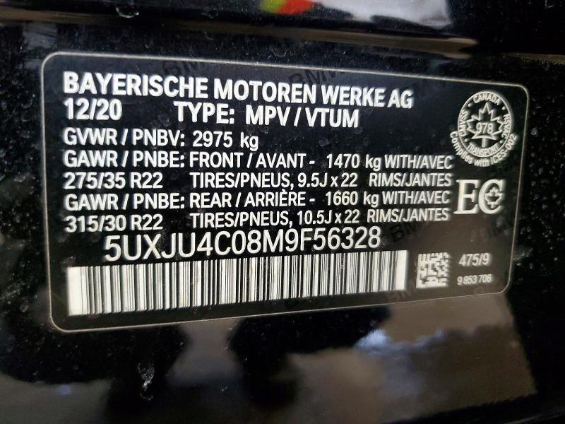 2021 Bmw X5 მანქანა იყიდება აუქციონზე, vin: 5UXJU4C08M9F56328, აუქციონის ნომერი: 78629505