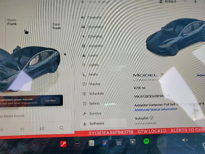 2025 Tesla Model 3 მანქანა იყიდება აუქციონზე, vin: 5YJ3E1EA3SF983718, აუქციონის ნომერი: 75431395