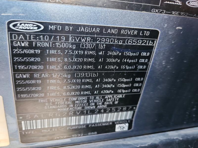 Продажа на аукционе авто 2020 Land Rover Discovery, vin: SALRG2RV1L2425287, номер лота: 77163125