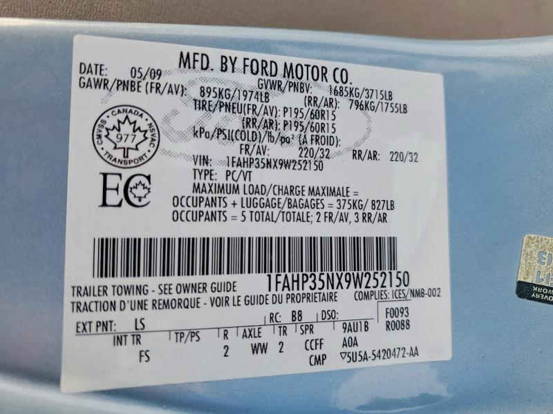 76670485 :رقم المزاد ، 1FAHP35NX9W252150 vin ، 2009 Ford Focus مزاد بيع