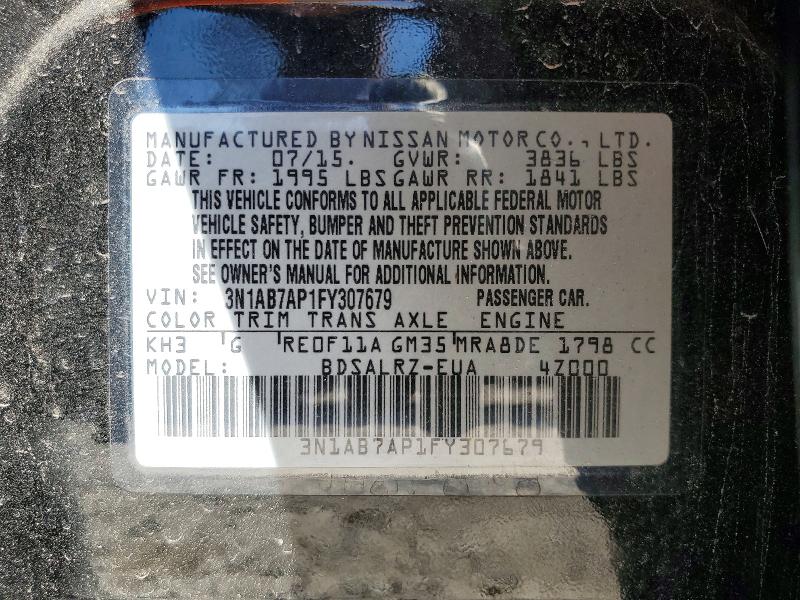 Aukcja sprzedaży 2015 Nissan Sentra, vin: 3N1AB7AP1FY307679, numer aukcji: 77287695