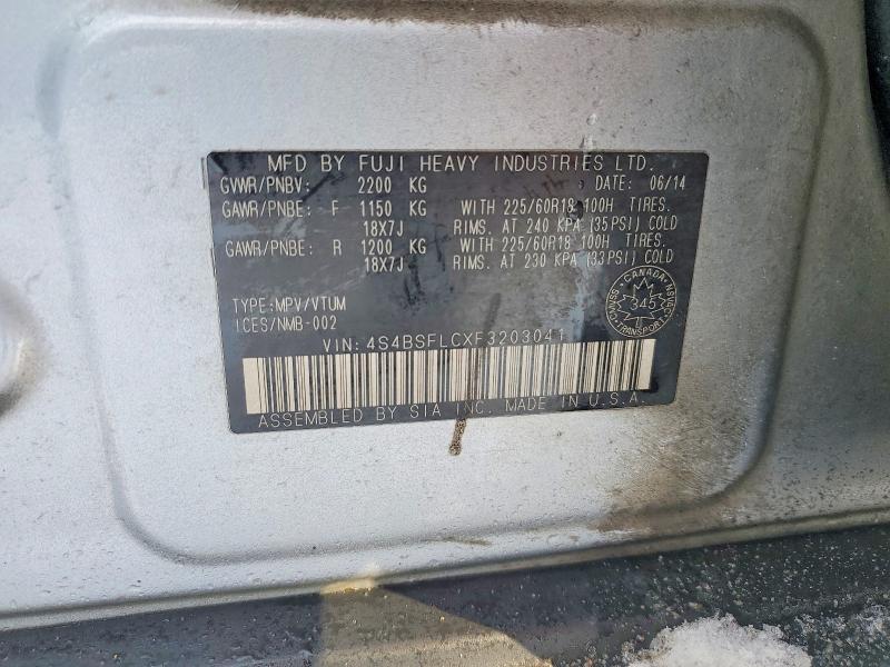 78680895 :رقم المزاد ، 4S4BSFLCXF3203041 vin ، 2015 Subaru Outback مزاد بيع