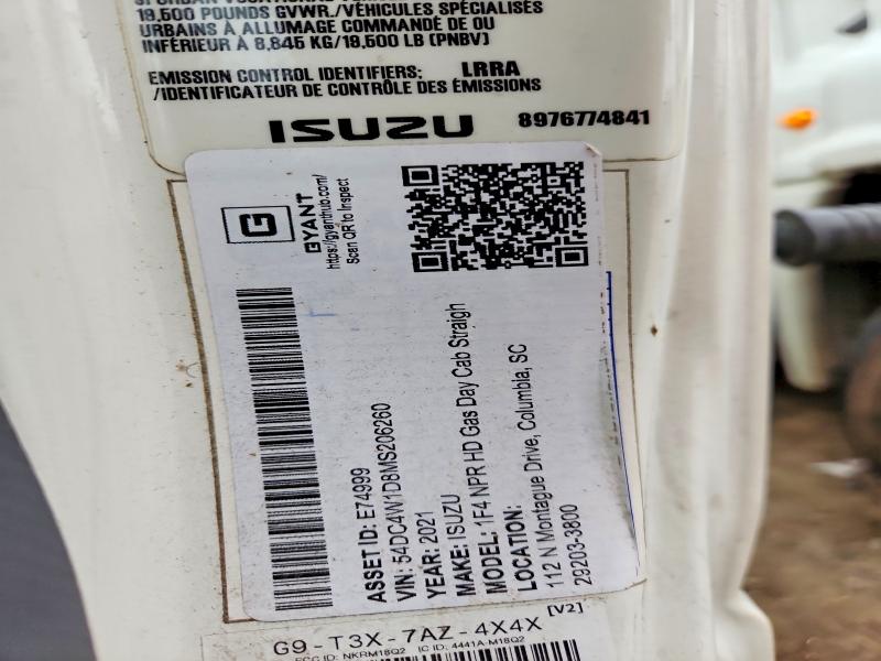 Продажа на аукционе авто 2021 Isuzu Npr Hd, vin: 54DC4W1D8MS206260, номер лота: 78369125