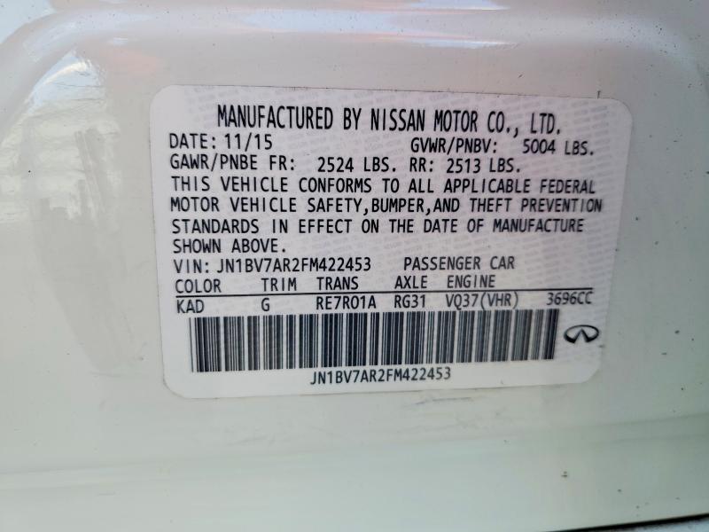Aukcja sprzedaży 2015 Infiniti Q50, vin: JN1BV7AR2FM422453, numer aukcji: 73588225