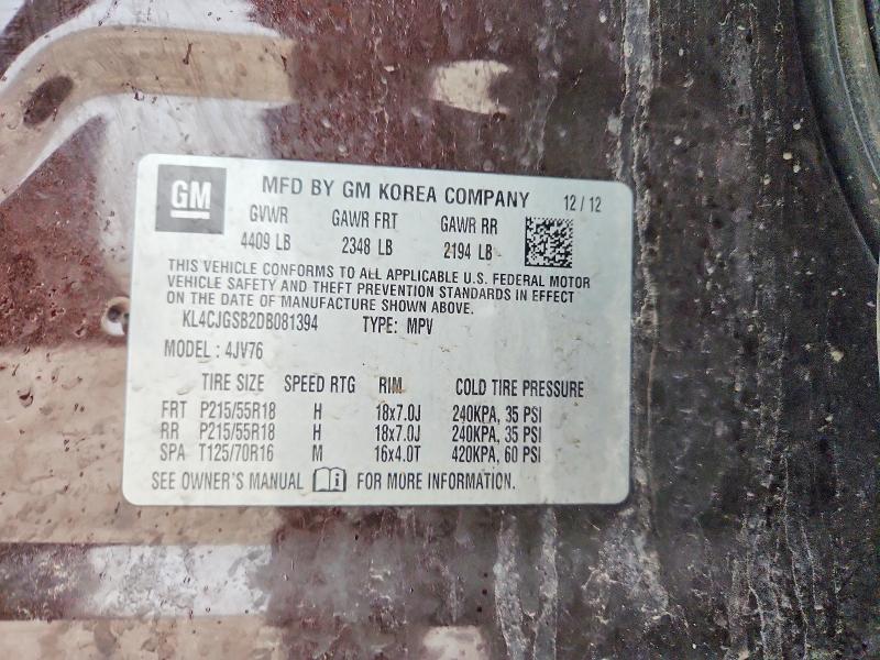 2013 Buick Encore მანქანა იყიდება აუქციონზე, vin: KL4CJGSB2DB081394, აუქციონის ნომერი: 77941165