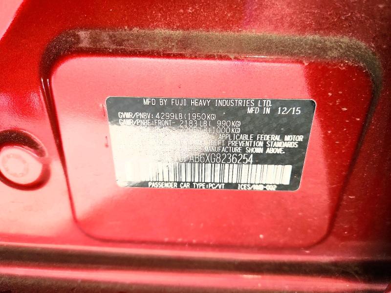 2016 Subaru Impreza მანქანა იყიდება აუქციონზე, vin: JF1GPAB6XG8236254, აუქციონის ნომერი: 76650325