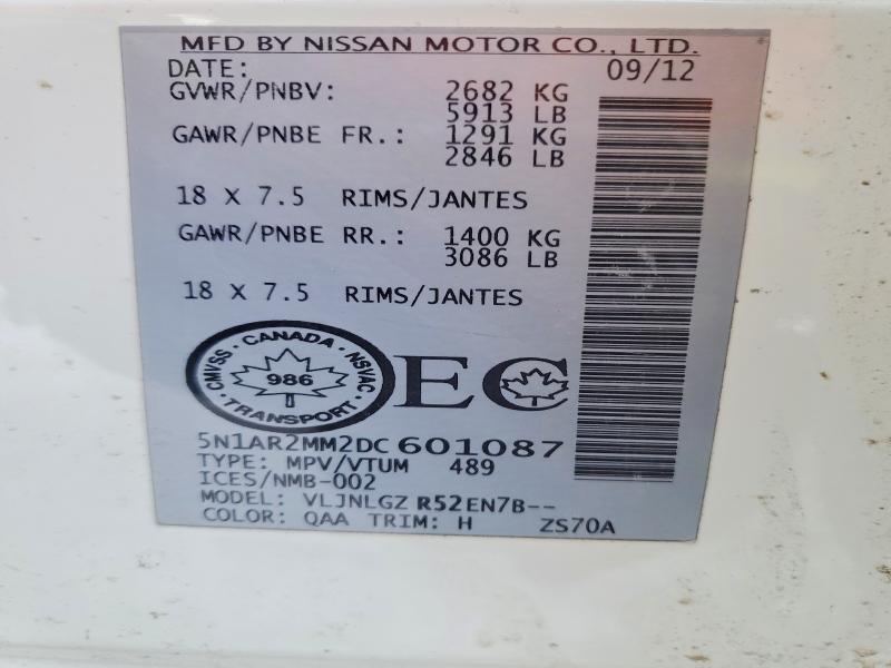 78314755 :رقم المزاد ، 5N1AR2MM2DC601087 vin ، 2013 Nissan Pathfinder مزاد بيع