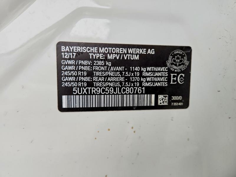 Aukcja sprzedaży 2018 Bmw X3, vin: 5UXTR9C59JLC80761, numer aukcji: 77124465