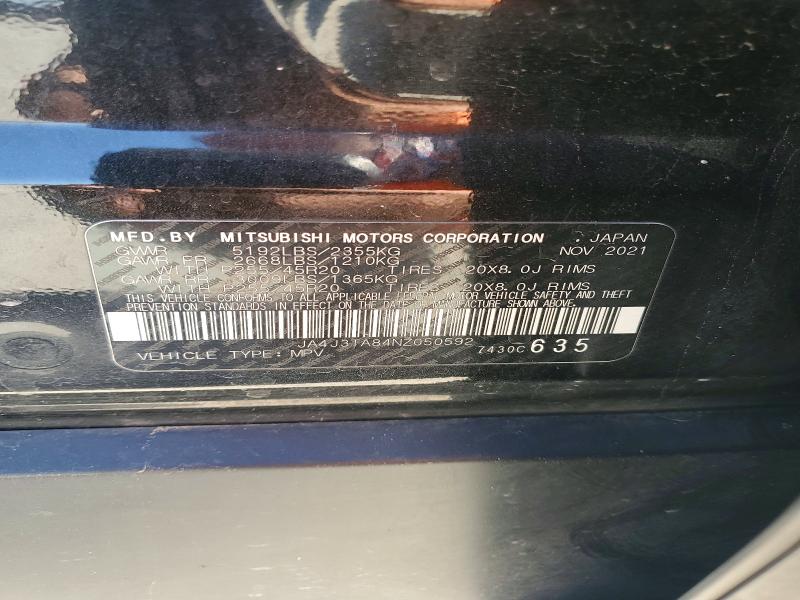 Aukcja sprzedaży 2022 Mitsubishi Outlander, vin: JA4J3TA84NZ050592, numer aukcji: 76592335