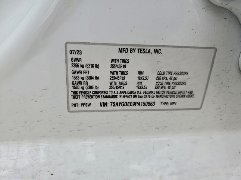 2023 Tesla Model Y მანქანა იყიდება აუქციონზე, vin: 7SAYGDEE9PA150663, აუქციონის ნომერი: 79008625