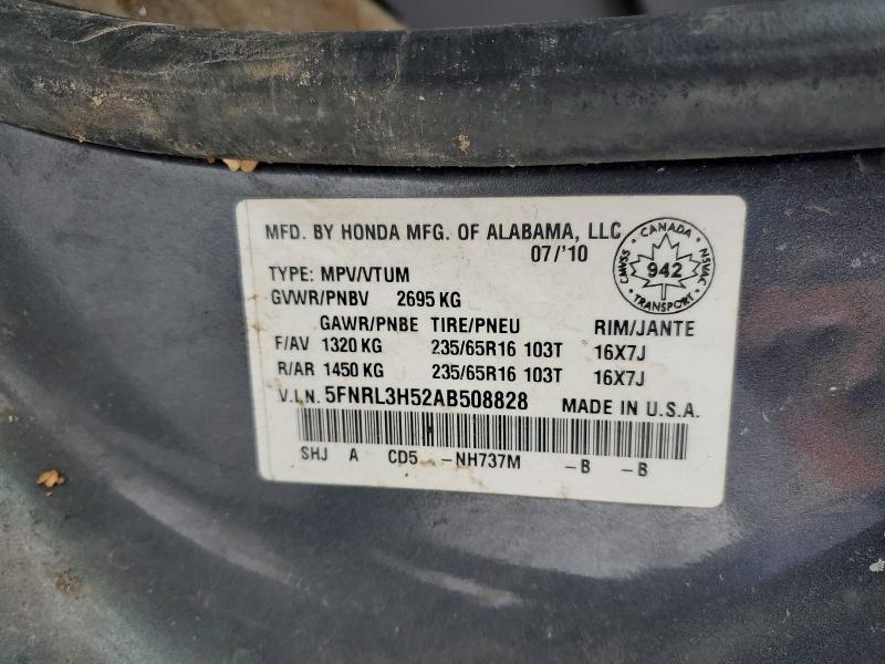 Aukcja sprzedaży 2010 Honda Odyssey, vin: 5FNRL3H52AB508828, numer aukcji: 72317205