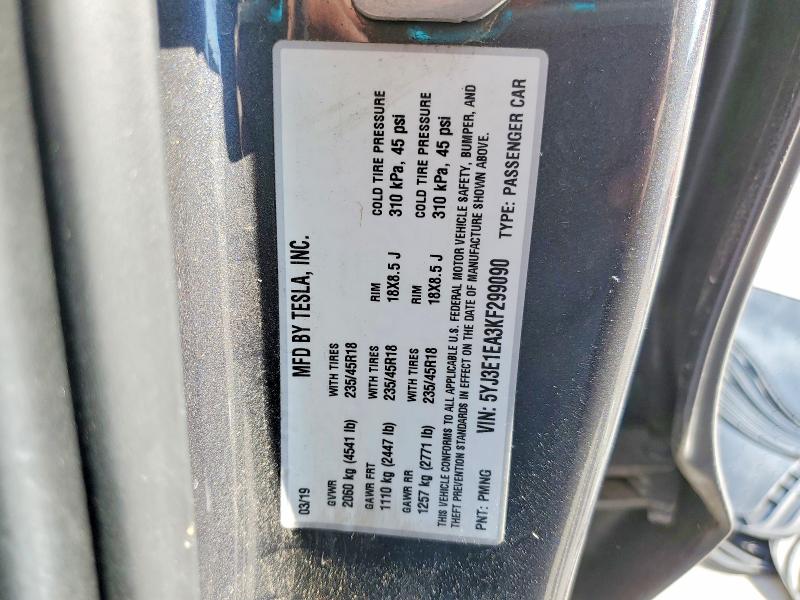 Продажа на аукционе авто 2019 Tesla Model 3, vin: 5YJ3E1EA3KF299090, номер лота: 76287355