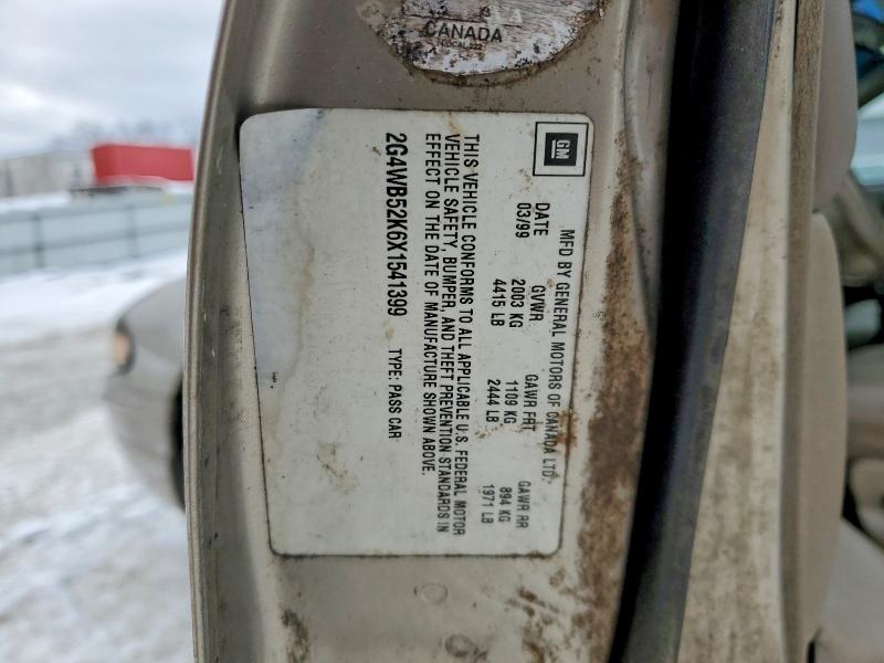 75741205 :رقم المزاد ، 2G4WB52K6X1541399 vin ، 1999 Buick Regal مزاد بيع