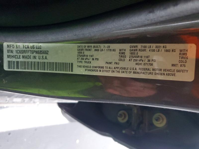 2023 Ram 1500 მანქანა იყიდება აუქციონზე, vin: 1C6SRFFT6PN685662, აუქციონის ნომერი: 77426815