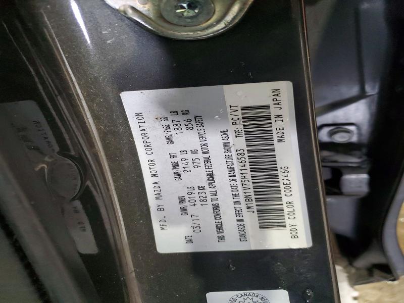 2017 Mazda 3 მანქანა იყიდება აუქციონზე, vin: JM1BN1V75H1146583, აუქციონის ნომერი: 77809945