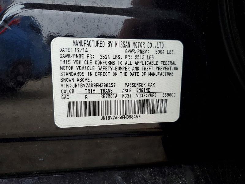 Aukcja sprzedaży 2015 Infiniti Q50, vin: JN1BV7AR9FM398457, numer aukcji: 75205375