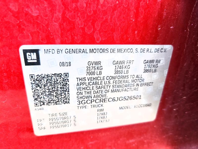 Aukcja sprzedaży 2018 Chevrolet Silverado, vin: 3GCPCREC6JG526501, numer aukcji: 75221045