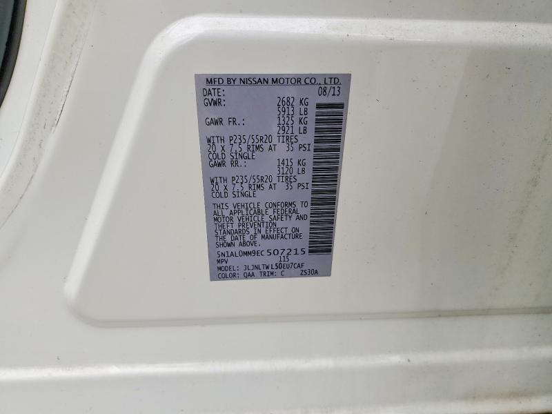 2014 Infiniti Qx60 მანქანა იყიდება აუქციონზე, vin: 5N1AL0MM9EC507215, აუქციონის ნომერი: 77828965