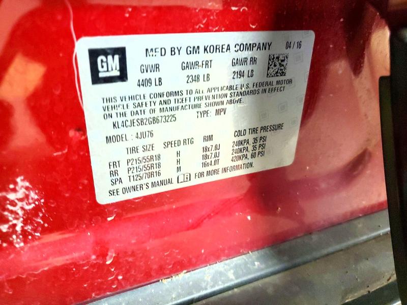Aukcja sprzedaży 2016 Buick Encore, vin: KL4CJESB2GB673225, numer aukcji: 78792595
